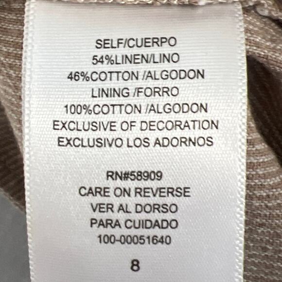 Gibson Latimer Linen Blend Wide Leg Women's Pants Tan White Stripe Size 8 - Picture 8 of 9